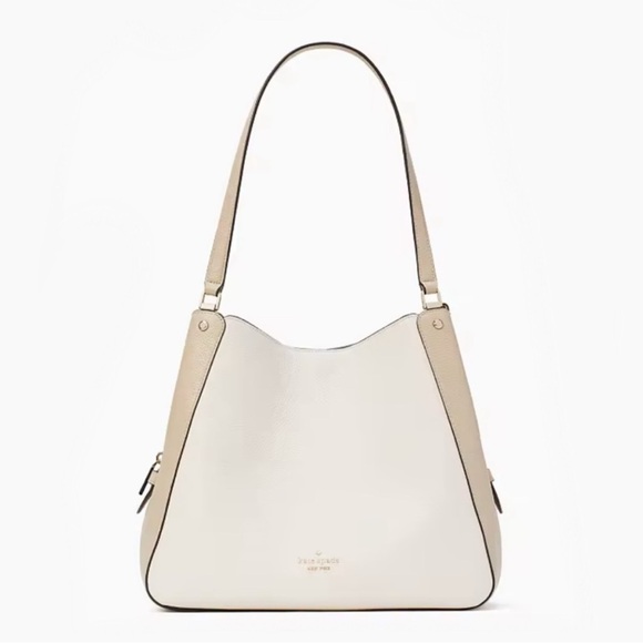 kate spade Handbags - NWT Kate Spade Leila Medium Triple Compartment Shoulder Bag, Warm Sand and Beige